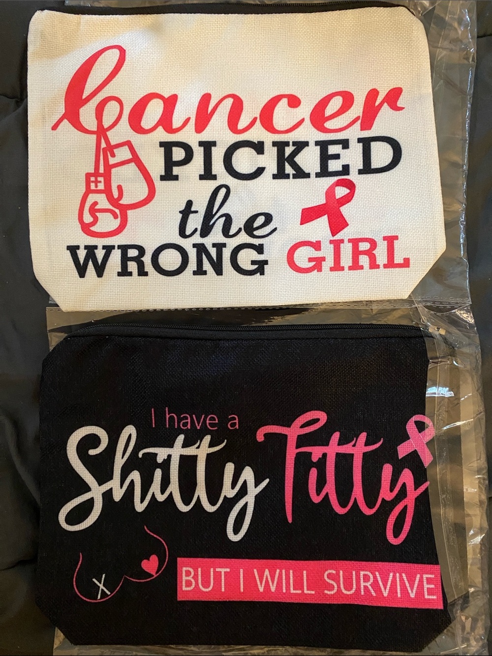 Breast Cancer Awareness Zipper Pouches - Pink & Black